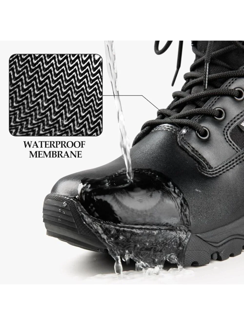 Men's Dark Black Combat Boots Durable Suede Leather Military Boot Desert Boot